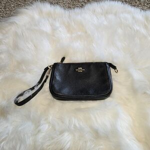 Coach Black Pebbled Leather Wristlet